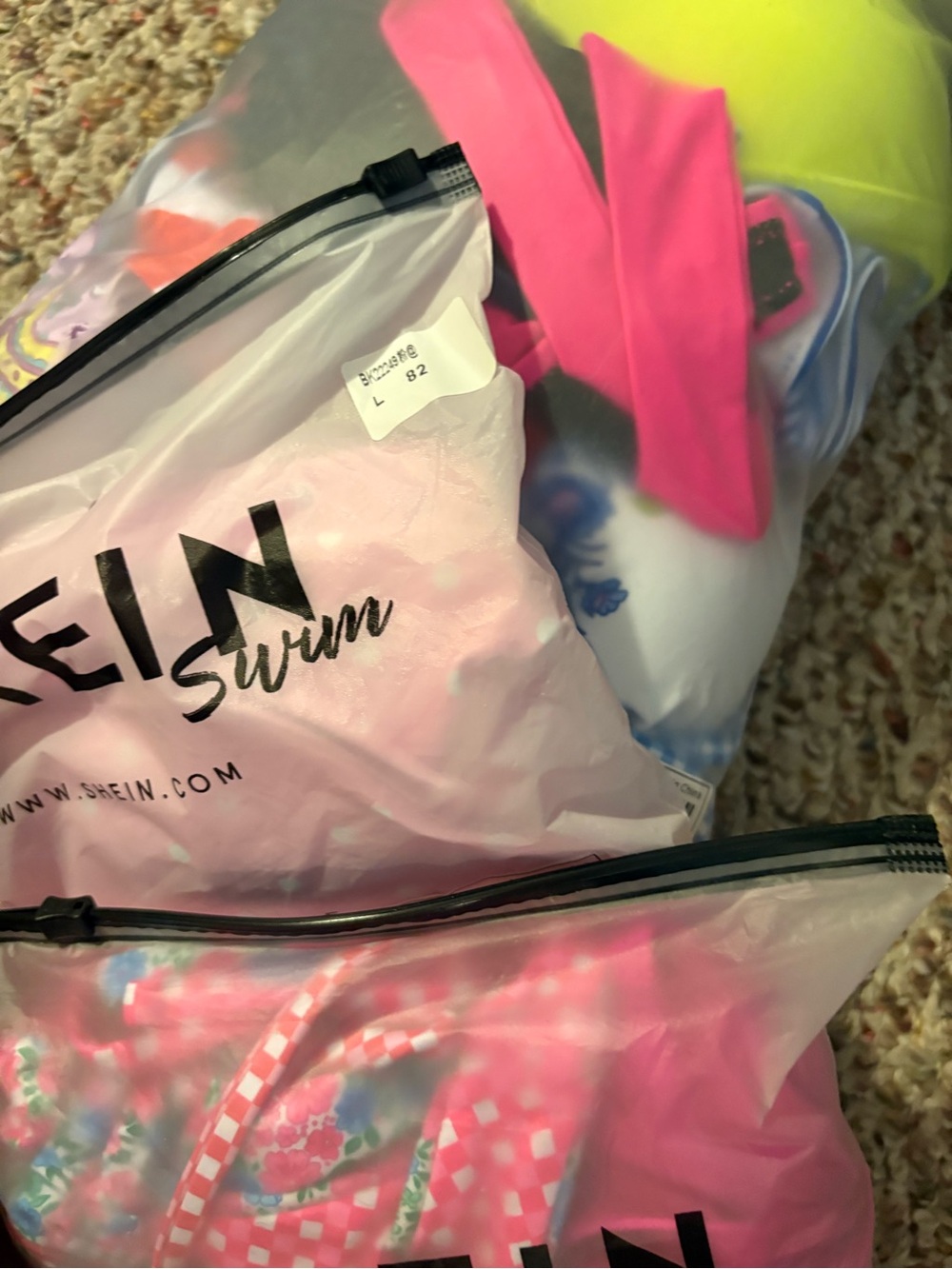 SHEIN Hot Pink Girls Swim Bikini Set